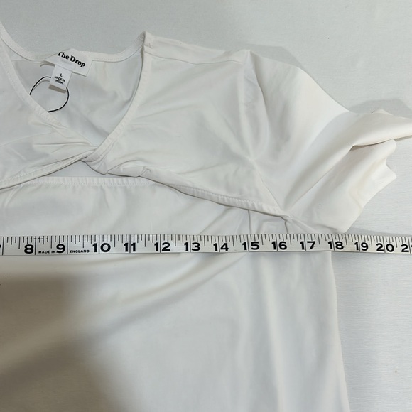 THE DROP WOMEN ASTRIC TWIST FRONT SHIRT WHITE NEW Sz LARGE - Picture 5 of 11